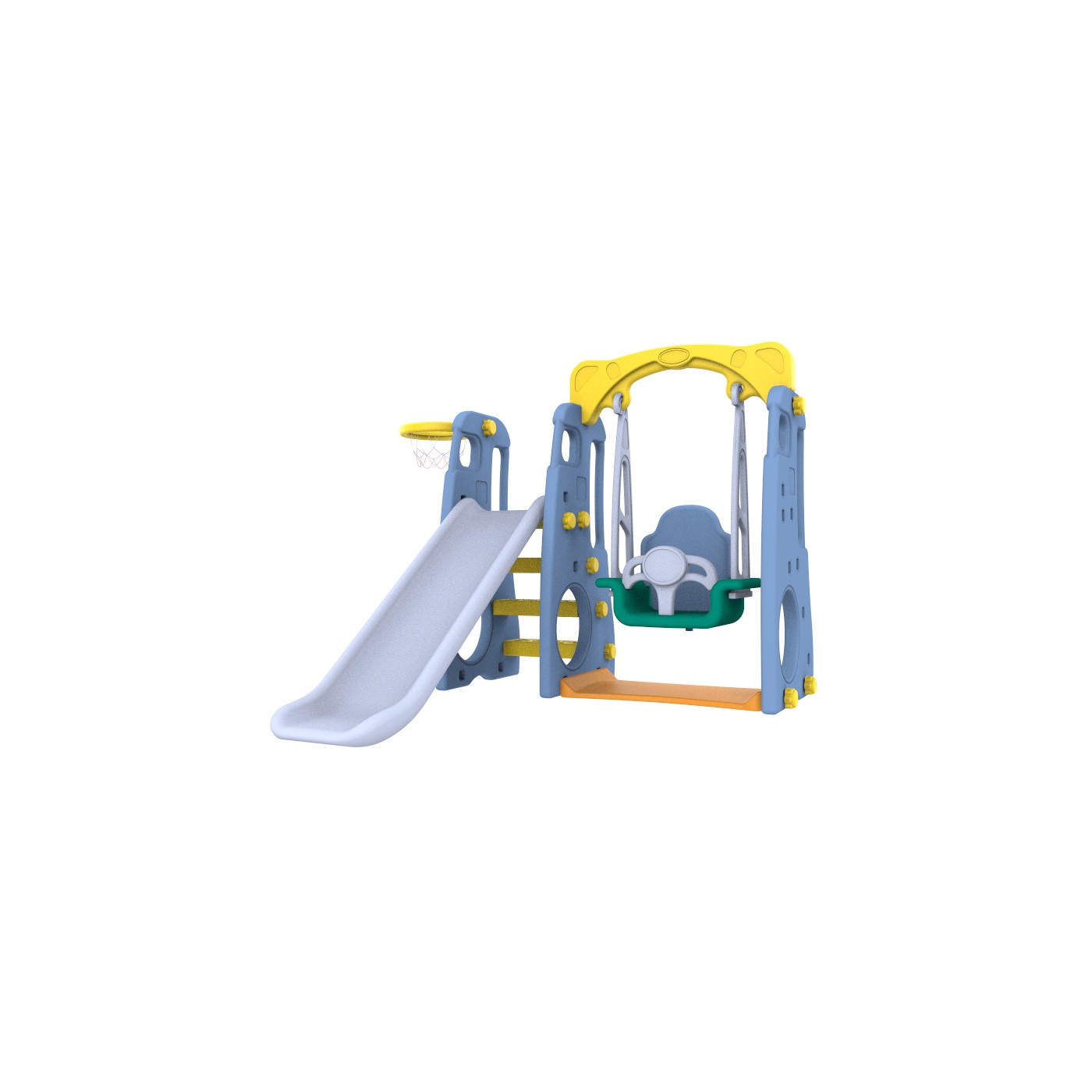 mamido Dětská zahradní skluzavka s houpačkou 3v1 modro-žlutá