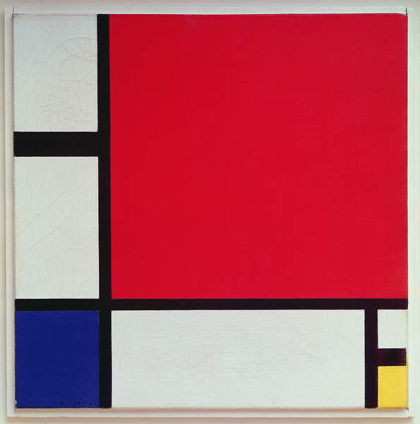 Mondrian, Piet Mondrian, Piet - Obrazová reprodukce Composition with Red, (40 x 40 cm)
