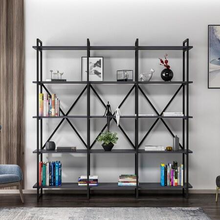 Hanah Home Bookshelf Elston 1800 4 - Black, Anthracite Black
Anthracite