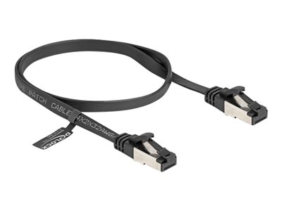 Delock - Patch kabel - RJ-45 (M) do RJ-45 (M) - 50 cm - U/FTP - CAT 8.1 - provedení bez hrbolků, plochý - černá
