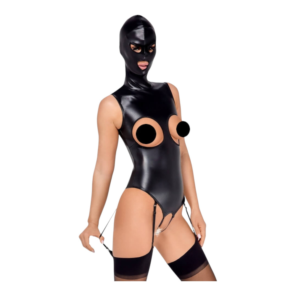 Bad Kitty - horní a dolní otevřená karoserie s maskou hlavy (černá) - L