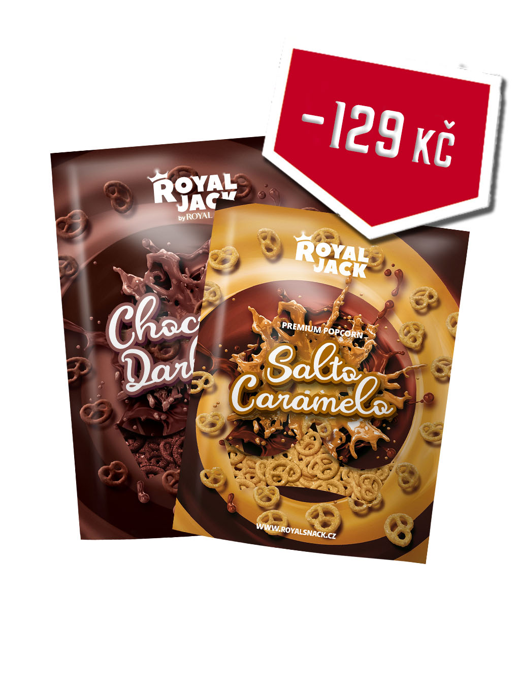 Royal Jack - sladké dobroty Stejkovo dvojčata 1+1 (preclíky ve slaném karamelu a hořké čokoládě)