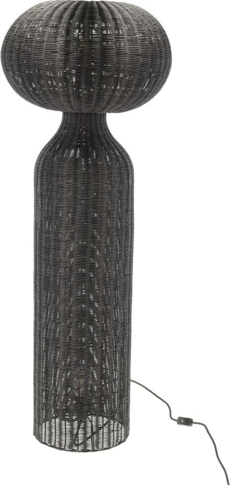 Černá stojací lampa s ratanovým stínidlem (výška 130 cm) Werna – Villa Collection