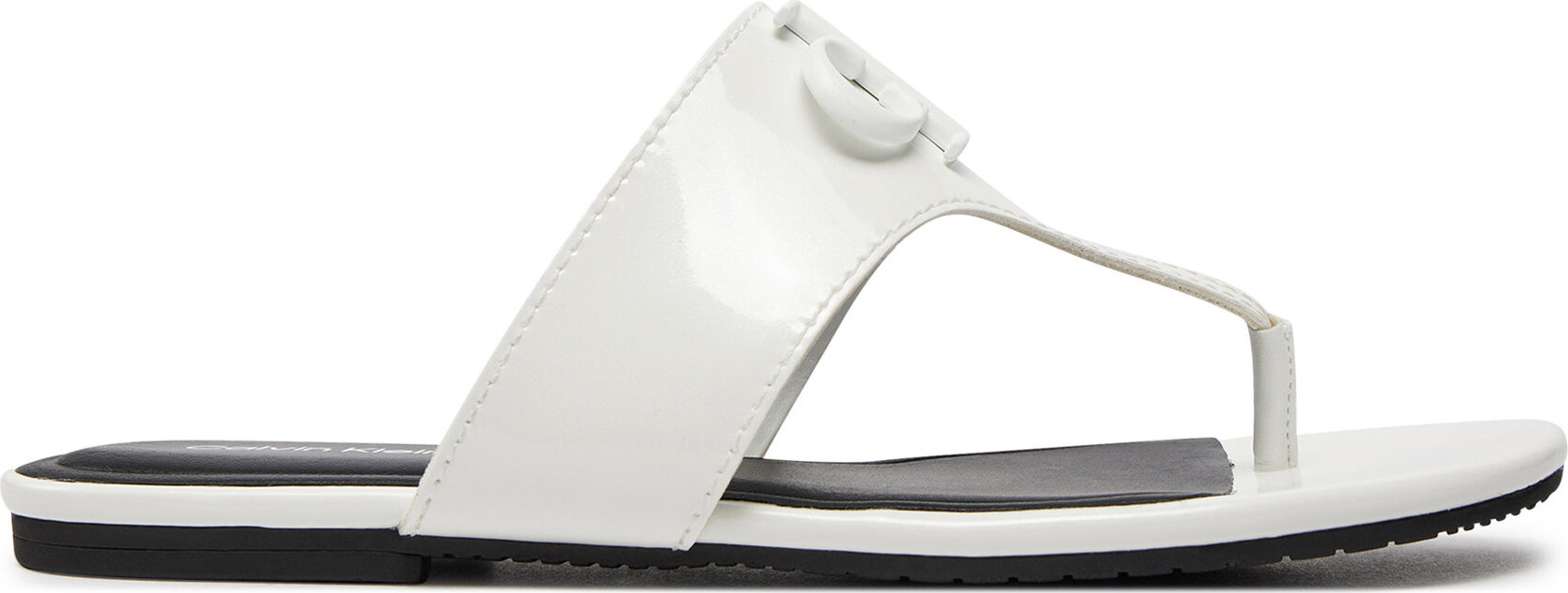 Žabky Calvin Klein Jeans Flat Sandal Slide Toepost Mg Met YW0YW01342 Bright White YBR