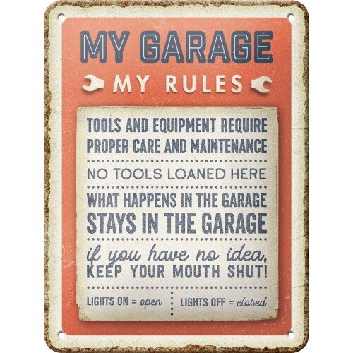 Postershop Plechová cedule My Garage, My Rules, (15 x 20 cm)