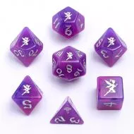 HYMGHO Pixie Dust Round Edged Dice Set Glow in the dark - Silver (7)