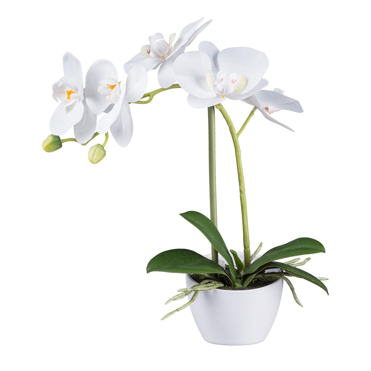 Gasper Orchidej v bílé melaminové nádobě, 33 cm, bílá 