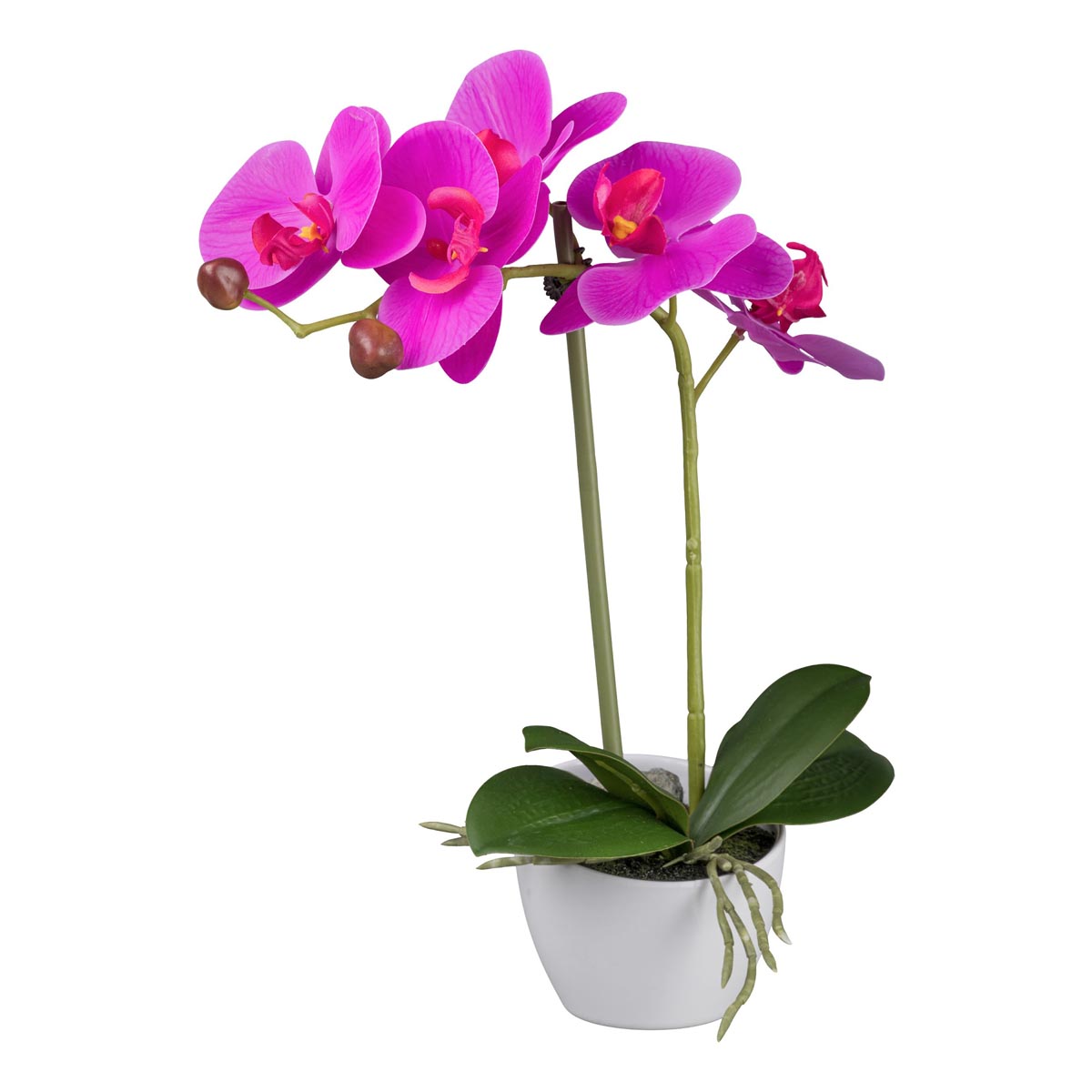 Gasper Orchidej v bílém melaminovém květináči, 33 cm, fialová 