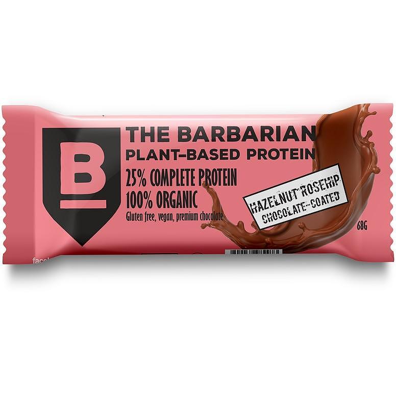 The Barbarian Proteinová Tyčinka Chocolate Coated Hazelnut & Rosehip, 68 g
