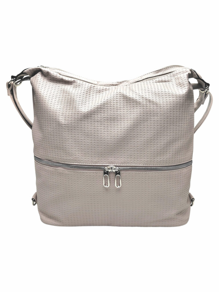 Velký šedobéžový kabelko-batoh 2v1 se vzorem