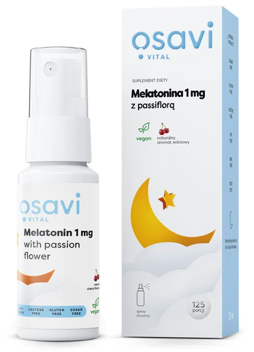 Osavi Melatonin with Passion Flower Oral Spray, Melatonin ústní sprej s mučenkou, třešeň, 1 mg, 25 ml