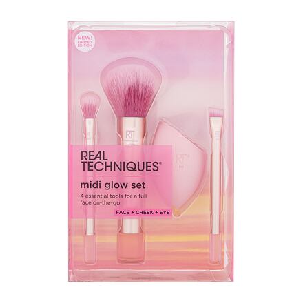 Real Techniques Midi Glow Set odstín zlatá : kosmetický štětec Tapered Shadow Brush 359 1 ks + kosmetický štětec Multitask Brush 407 1 ks + houbička na make-up Miracle Complexion Sponge 1 ks + kosmetický štětec Angled Liner Brush 356 1 ks