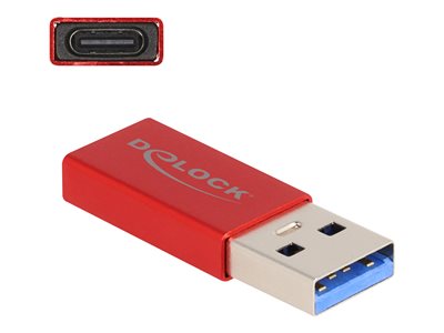Delock - USB adaptér - USB typ A (M) do 24 pin USB-C (F) - USB 3.2 Gen 2 - 5 V - 900 mA - rychlost přenosu dat až 10 Gbps - červená