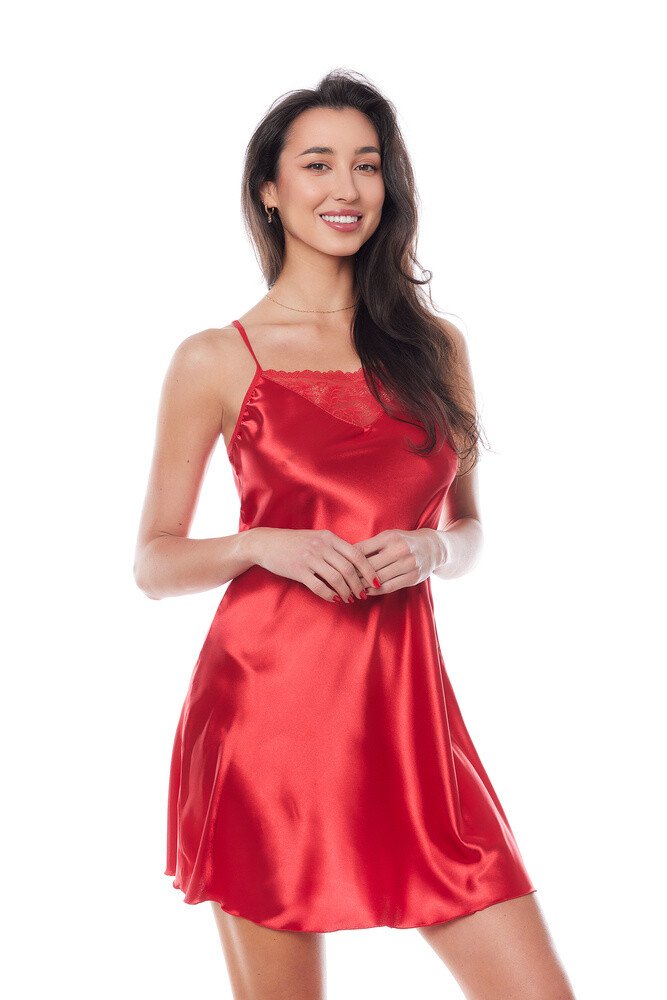 Saténová košilka Edith chemise red 3 - Anais