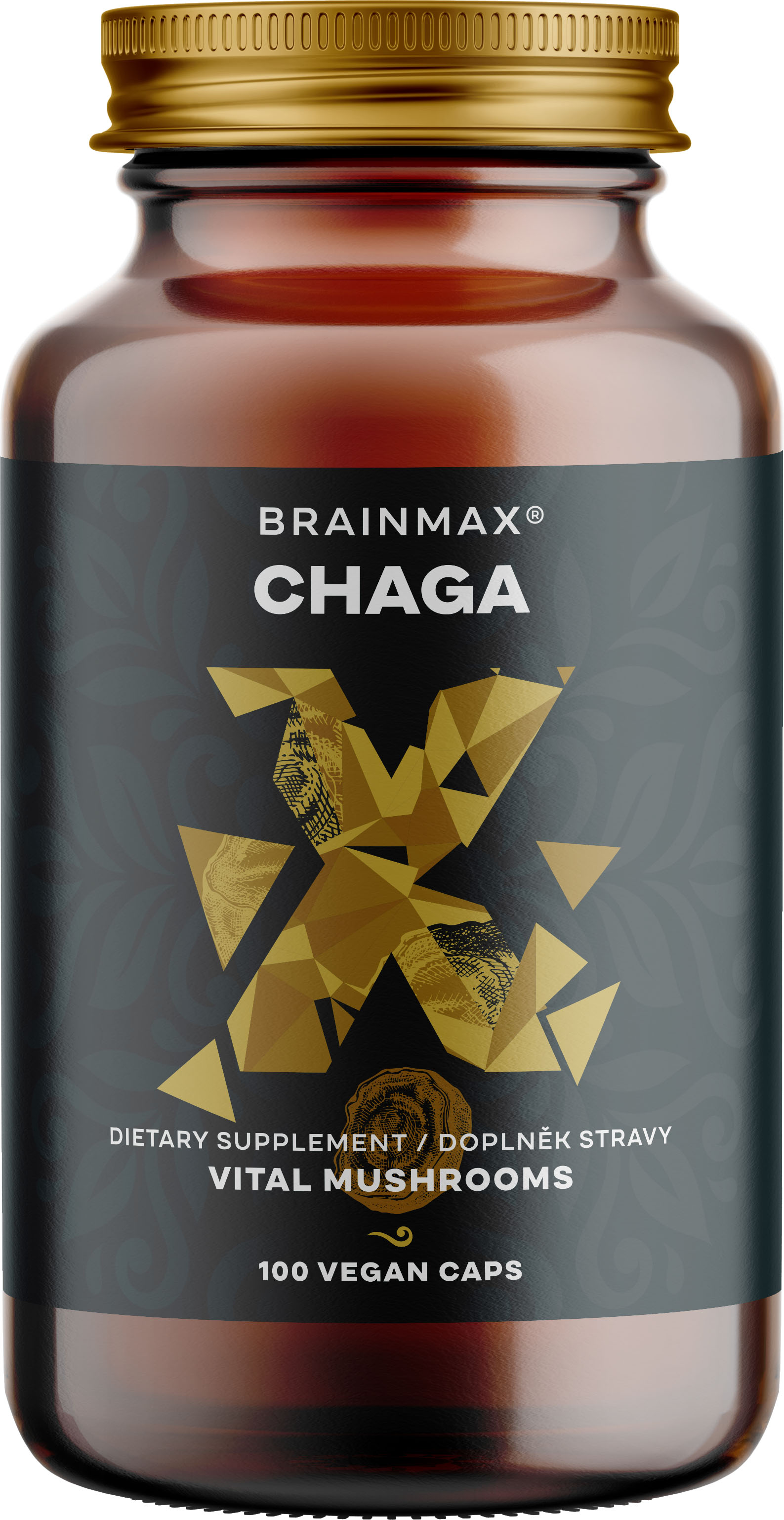 BrainMax Chaga extrakt, 50 % polysacharidů a 20 % beta-1,3/1,6 D-glukanů, 500 mg, 100 rostlinných kapslí