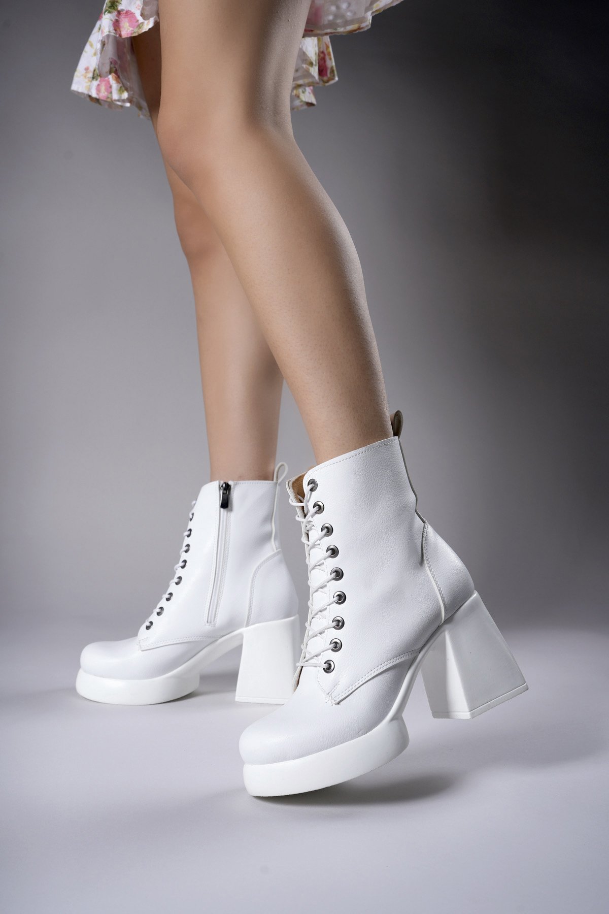 Riccon Iselora Women's Heeled Boots 0012475 White Skin