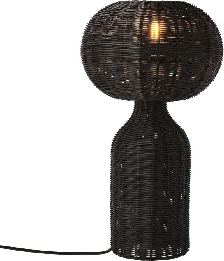 Černá stolní lampa s ratanovým stínidlem (výška 43 cm) Werna – Villa Collection