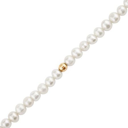 SILVEGO Perlový náhrdelník z přírodních bílých perel se zlatým korálkem GRP224103NGW