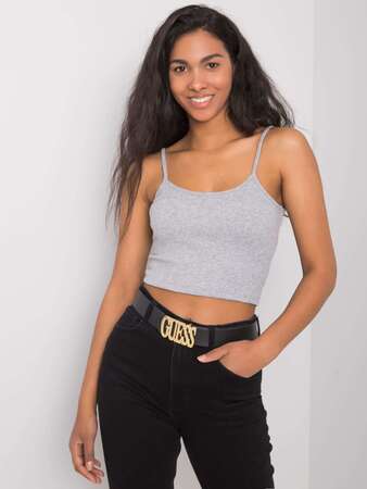 Fashionhunters RUE PARIS Šedá melanžová crop top M