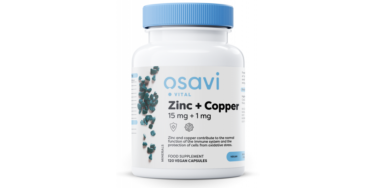 Osavi Zinc + Copper, 15 mg + 1 mg, 120 vegan kapslí