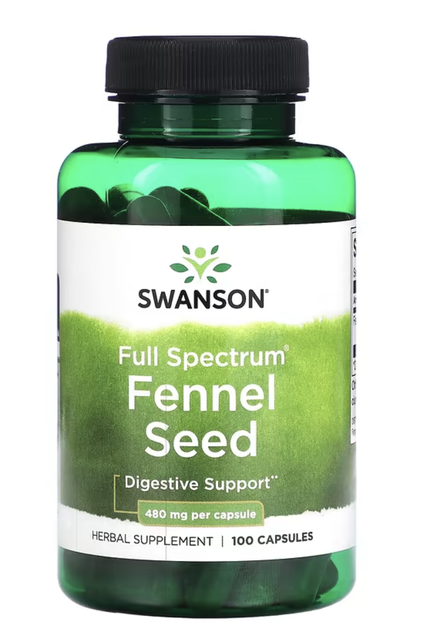 Swanson Full Spectrum Fennel Seed, fenykl, 480 mg, 100 kapslí