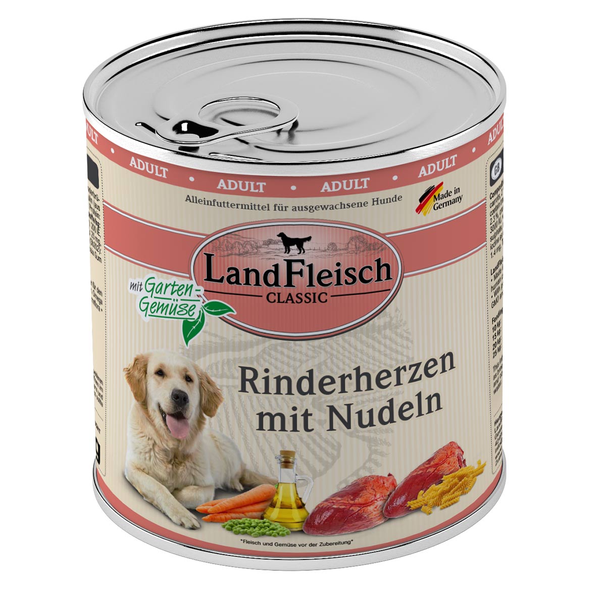 LandFleisch Dog Classic hovězí srdce s nudlemi 6 × 800 g