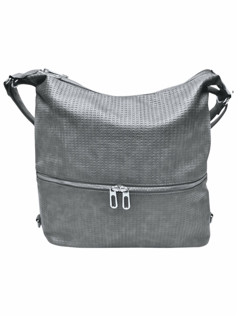 Velký středně šedý kabelko-batoh 2v1 se vzorem