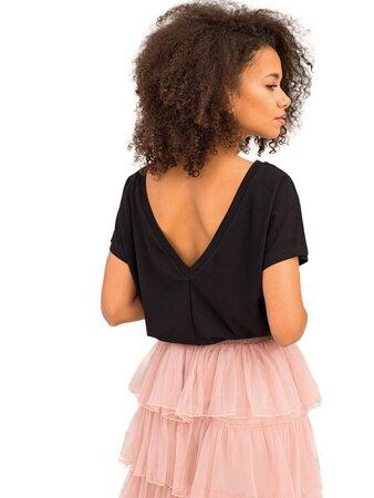 Fashionhunters Černé tričko s výstřihem na zádech Velikost: S