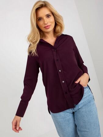 Fashionhunters Tmavě fialová dámská klasická košile s límečkem.Velikost:38