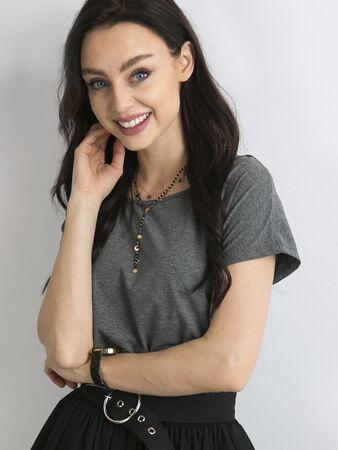 Fashionhunters Tmavě šedé melanžové tričko Velikost kruhu: XS