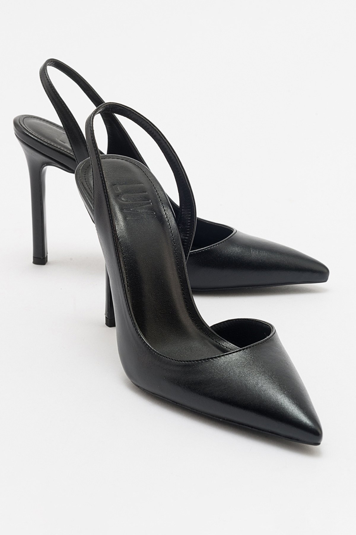 LuviShoes TWINE Women's Black Skin Heeled Shoes