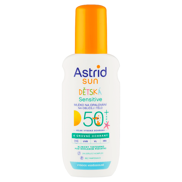 Astrid Sun Sensitive dětské mléko na opalování ve spreji SPF 50+ 150ml