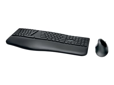 Kensington Pro Fit Ergo Wireless Keyboard and Mouse - Klávesnice a sada myši - bezdrátový - 2.4 GHz, Bluetooth 4.0 - španělská - černá, K75406ES