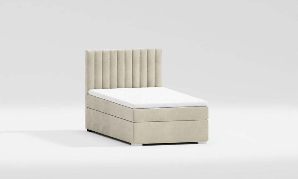 Béžová čalouněná jednolůžková postel s úložným prostorem s roštem 80x200 cm Bunny – Ropez