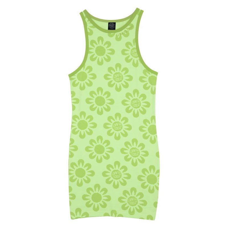 šaty SANTA CRUZ - Strip Racer Dress Green Flowers (GREEN FLOWERS)