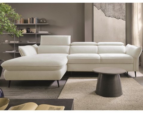 Rohová sedací souprava Mango, krémová látka, levý roh