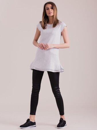 Fashionhunters Světle šedá tunika s vrstvenými volány