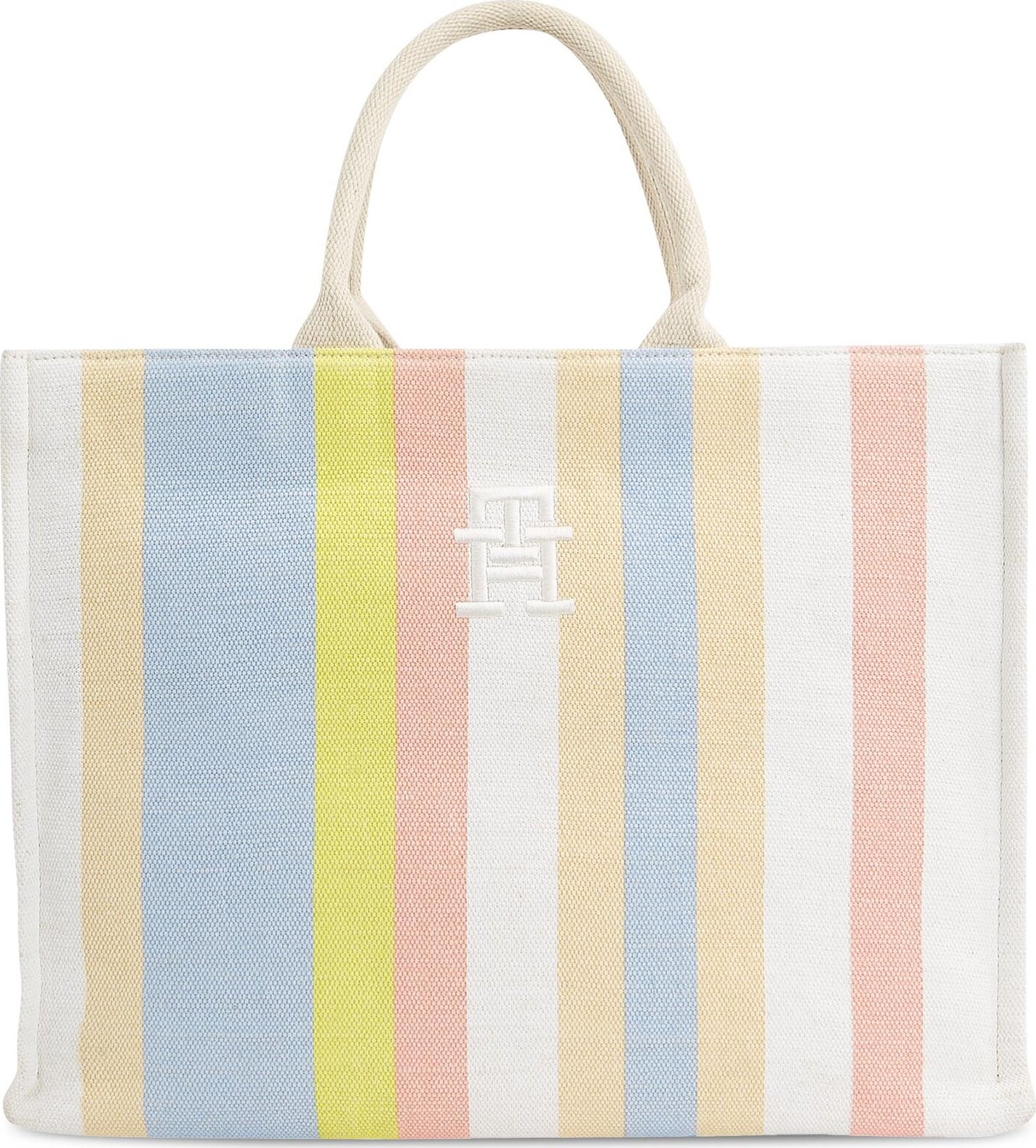 Kabelka Tommy Hilfiger Th Beach Tote Stripes AW0AW16411 Striped Canvas 0F8