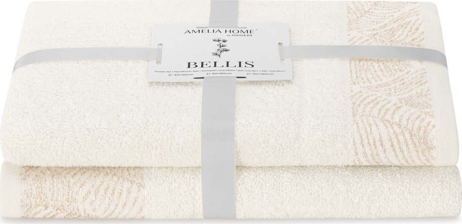 Krémové froté bavlněné ručníky a osušky v sadě 2 ks Bellis – AmeliaHome