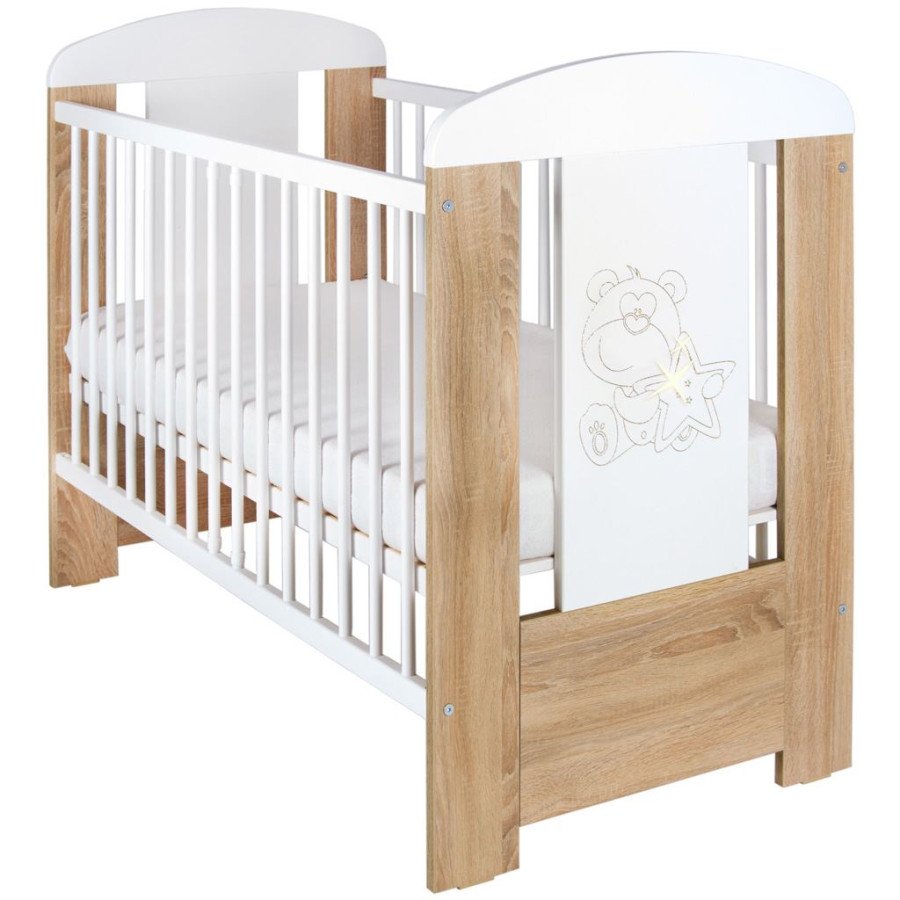 NEW BABY Dětská postýlka New Baby Méďa s hvězdičkou standard dub