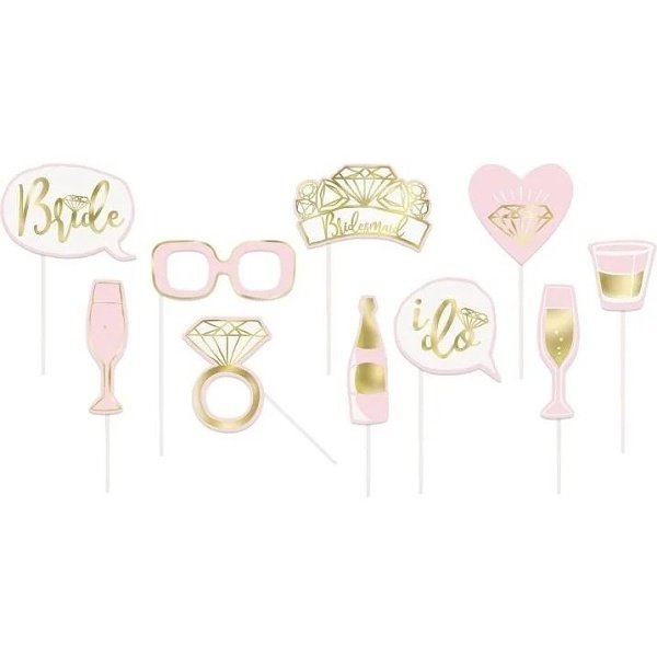 Rekvizity do fotokoutku Rozlučka se svobodou růžovo-zlaté 10 ks