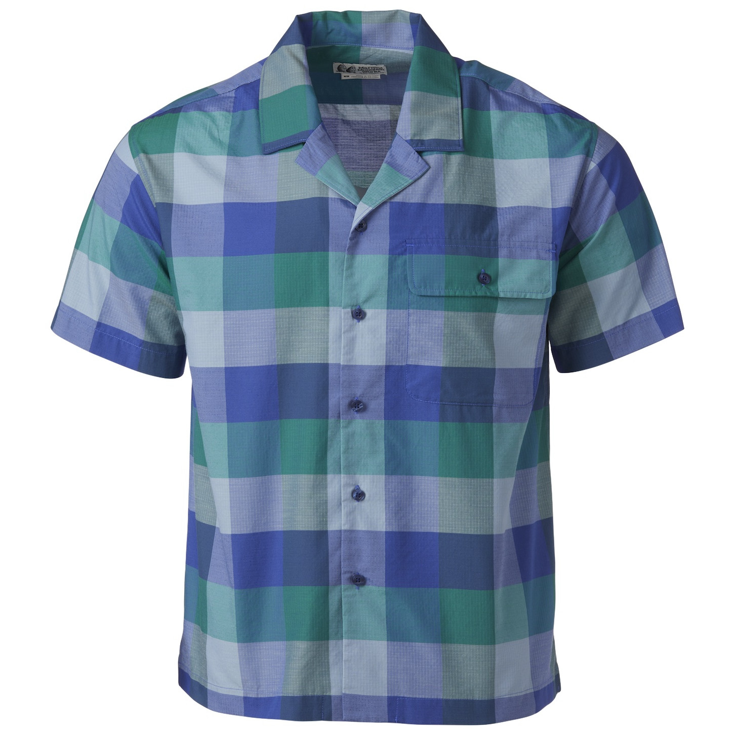 Pánská košile Marmot Muir Camp Novelty SS Velikost: M / Barva: modrá/zelená