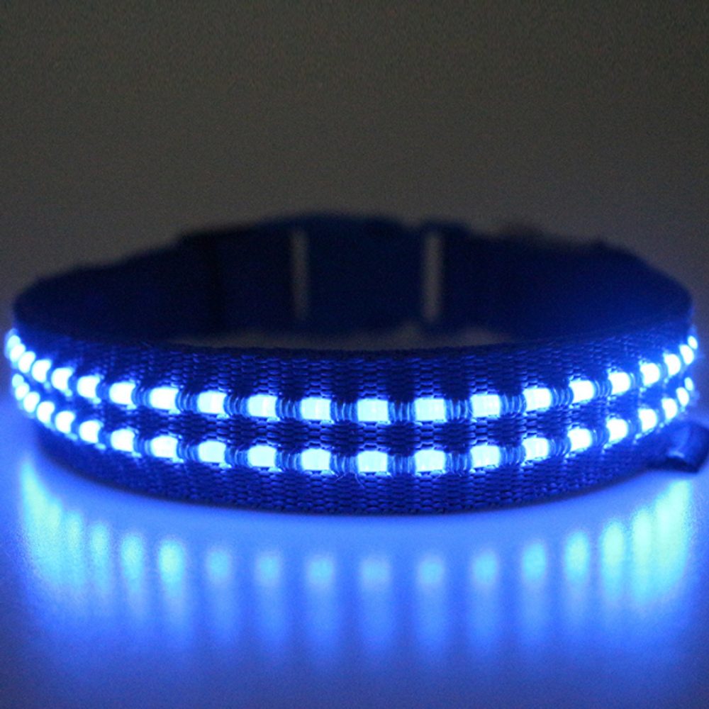 Reedog luminous USB svíticí obojek pro malé, střední a velké psy - Modrá - M