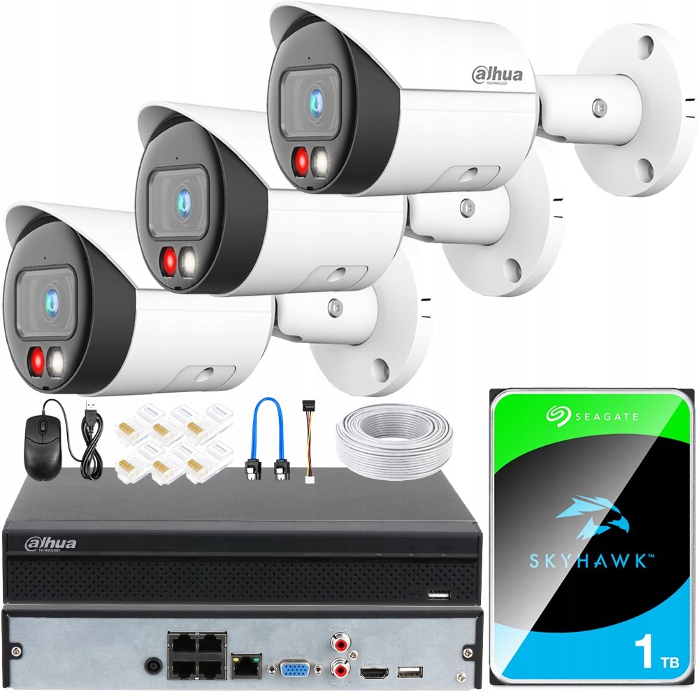 Ip monitorovací sada 4 kamery 8Mpx 4K PoE rekordér 1TB detekce mraků