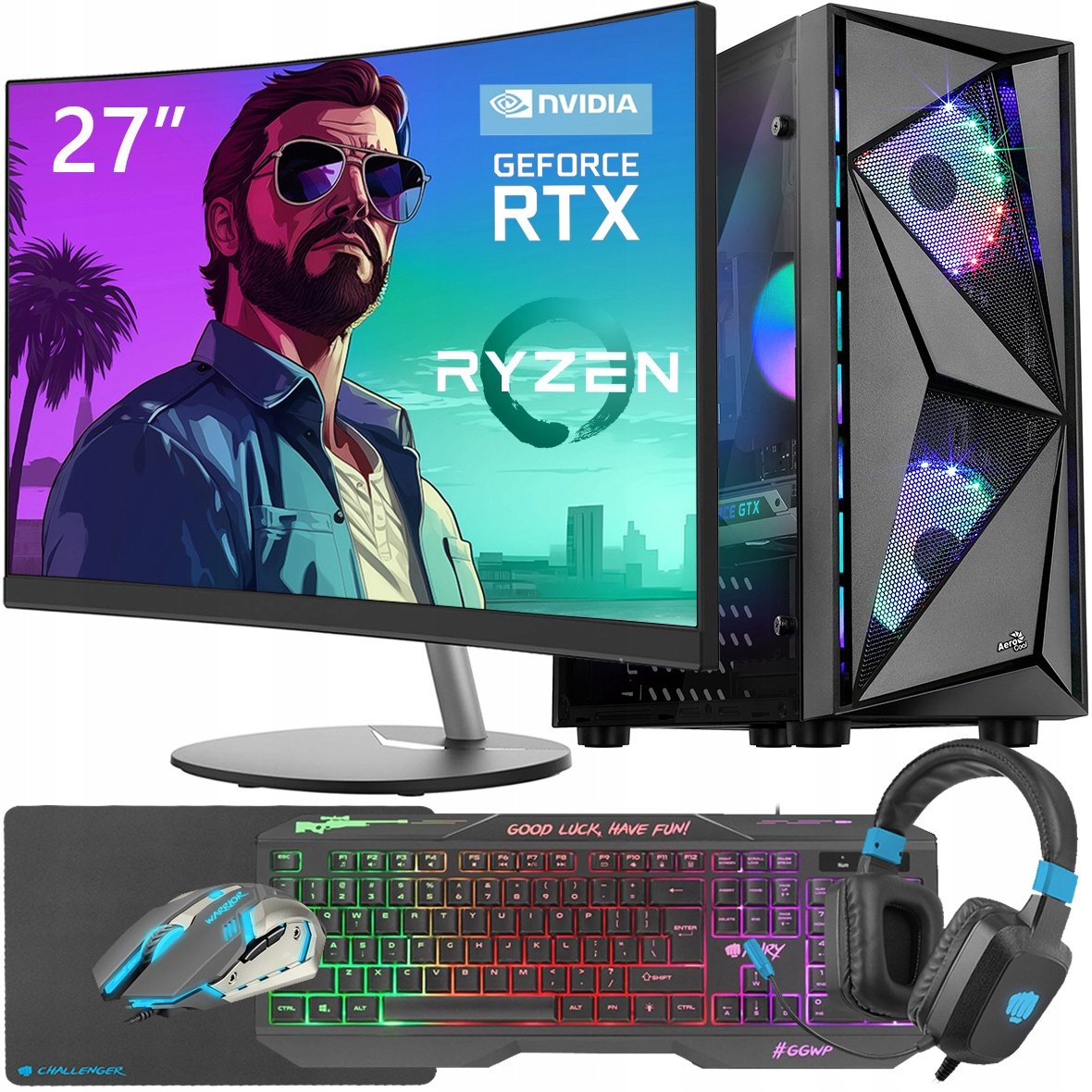 Počítač Rtx 4060 Ryzen 5 3600 16GB 1TB Ssd Windows 11 Monitor 27