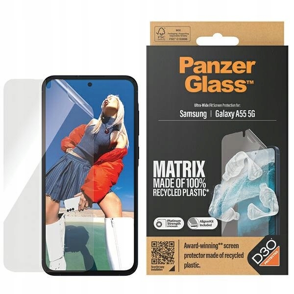 Ochranná fólie PanzerGlass Matrix Ultra-Wide Fit pro Galaxy A55 5G, na displej