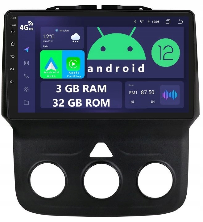 Radio 2DIN Navigace Android Dodge Ram IV 3/32 Gb Dsp Carplay Lte