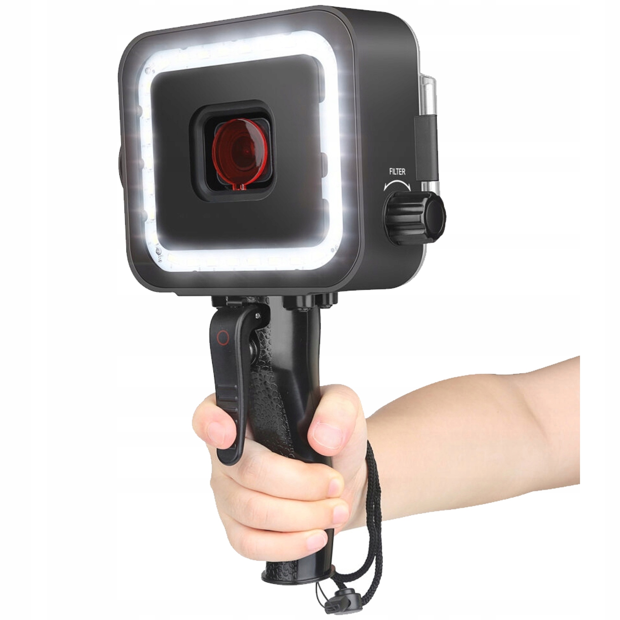 Vodotěsné pouzdro s Led světlem pro GoPro 5 6 7 Filtr Red micro Usb