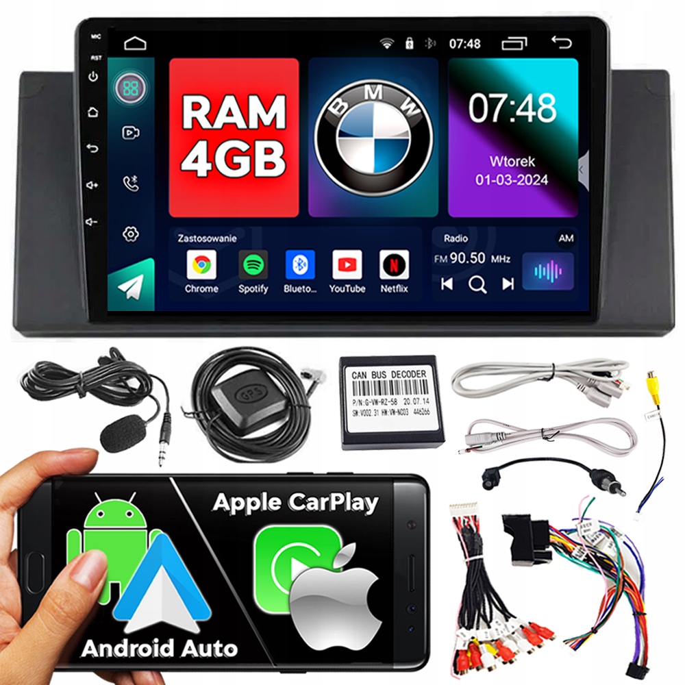 Ncs Navigační Rádio Pro Bmw X5 E53 2000-2005 Android Auto Carplay 4GB Ram Bt