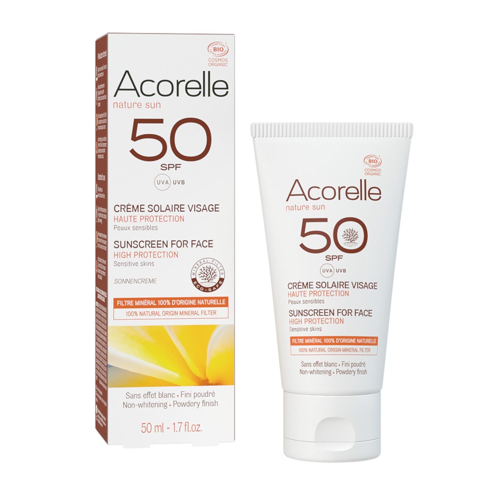 Opalovací krém na obličej SPF 50 Acorelle - 50 ml